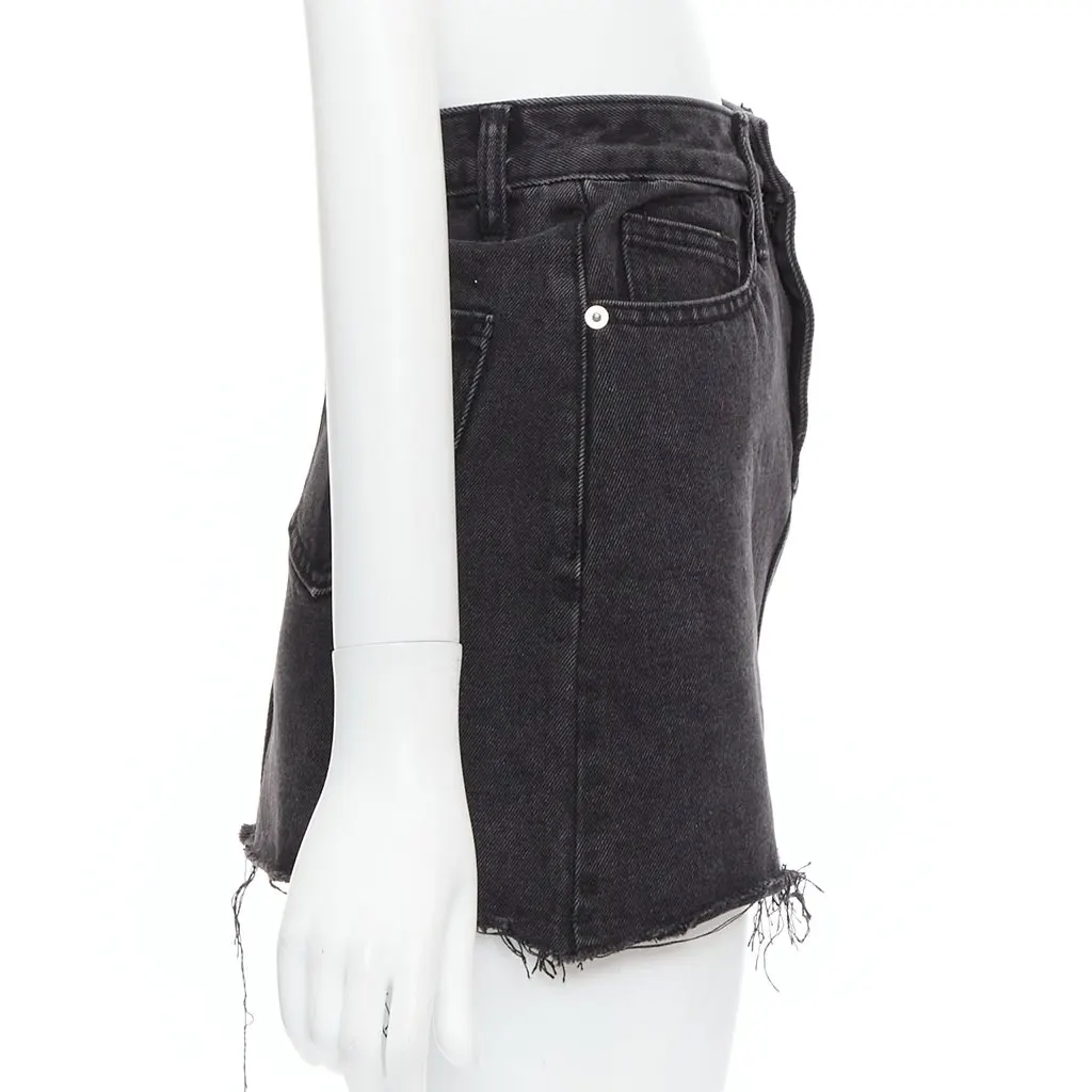 Kimhekim Frayed Denim Skirt Black Cotton Never worn - Model View
