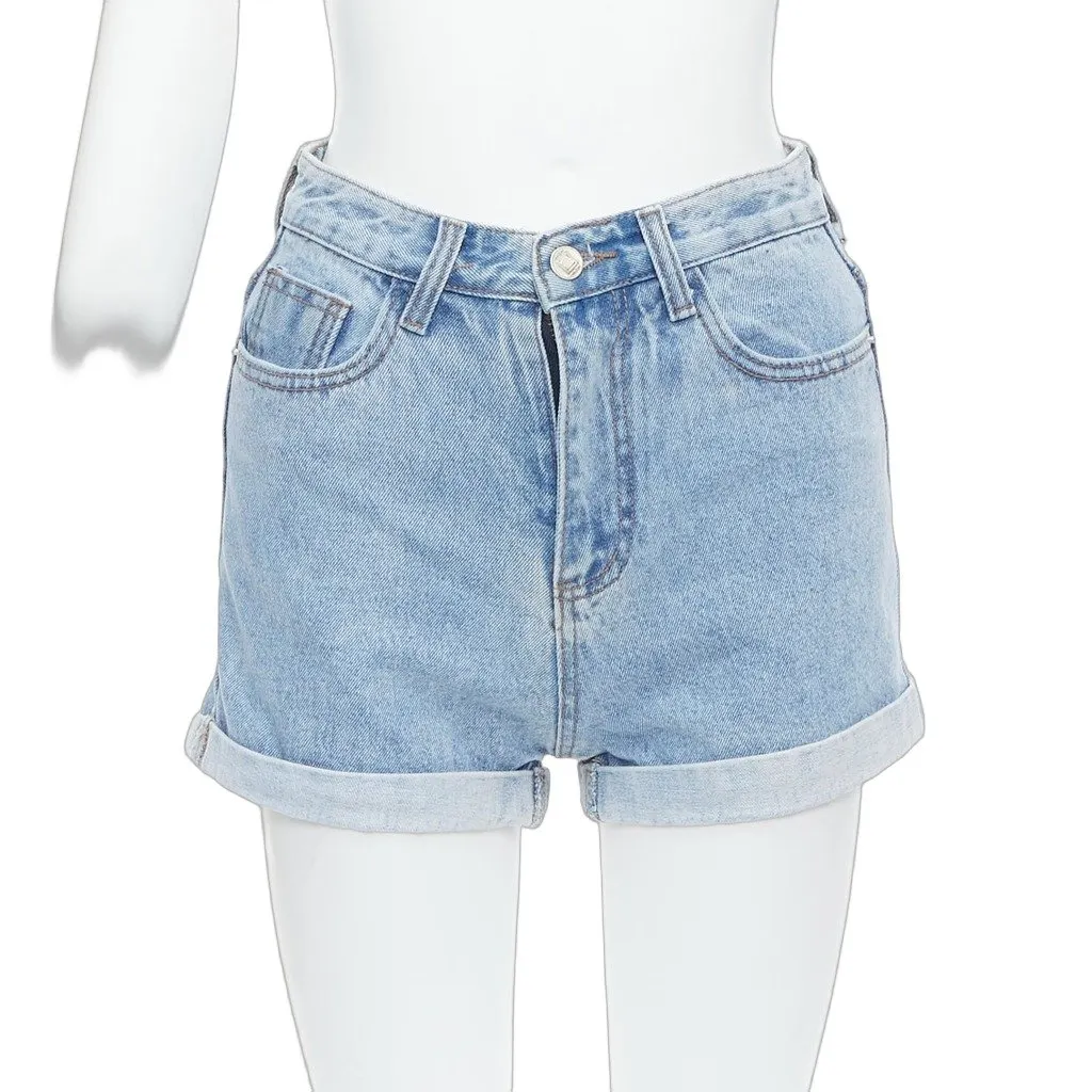 Kimhekim Denim Cuff Shorts Blue Denim Very good - Front View