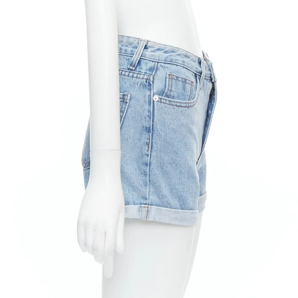 Kimhekim Denim Cuff Shorts Blue Denim Very good - Model View