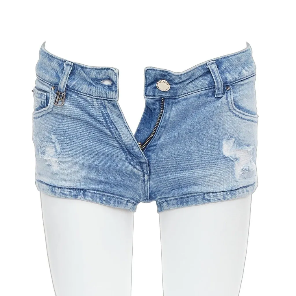 Pierre Balmain Logo Charm Shorts Blue Cotton Very good - Front View