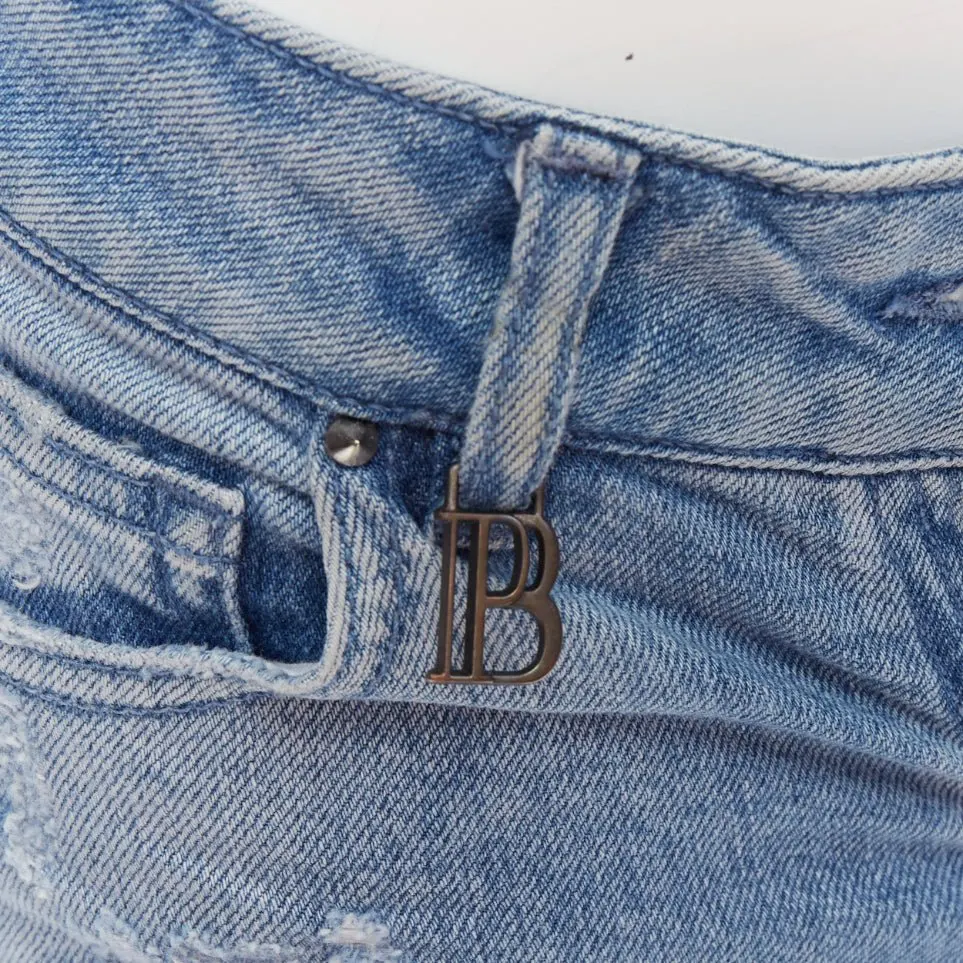 Pierre Balmain Logo Charm Shorts Blue Cotton Very good - Back View