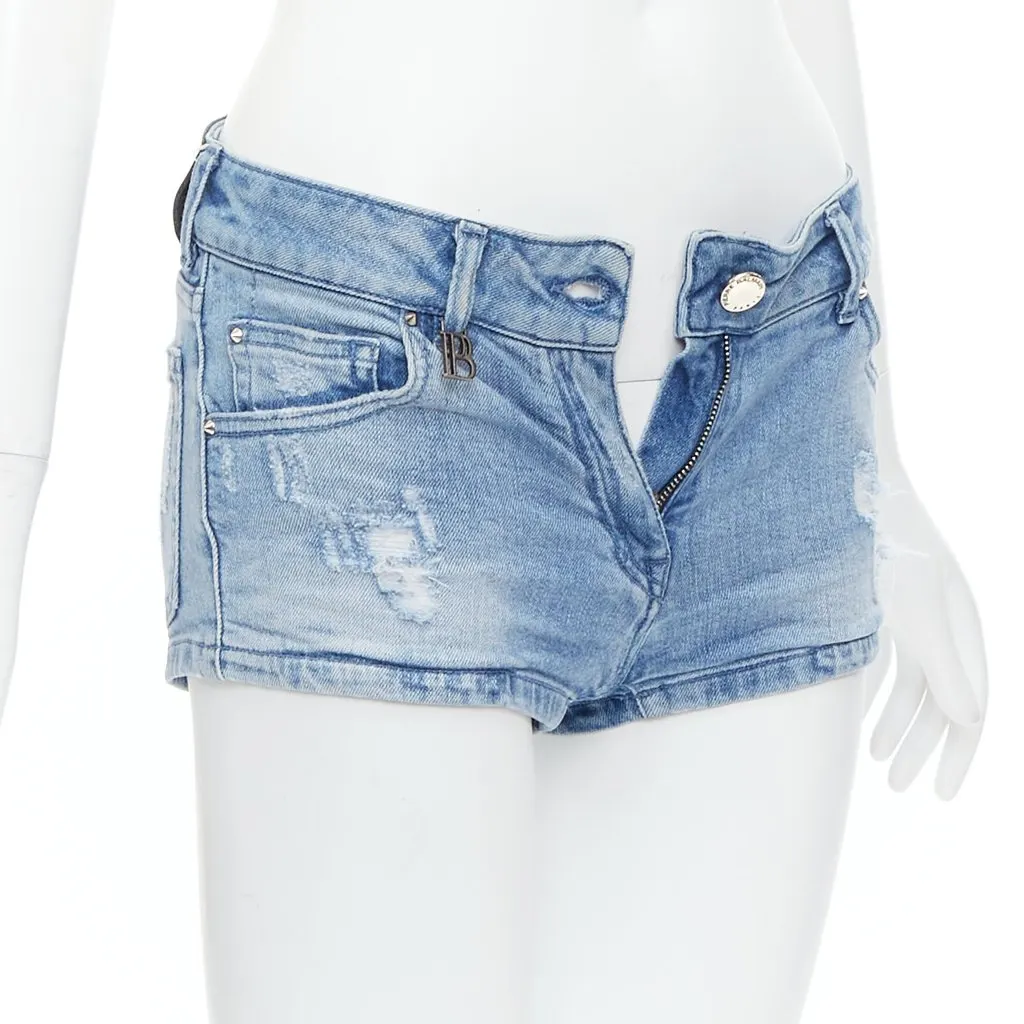 Pierre Balmain Logo Charm Shorts Blue Cotton Very good - Inside View