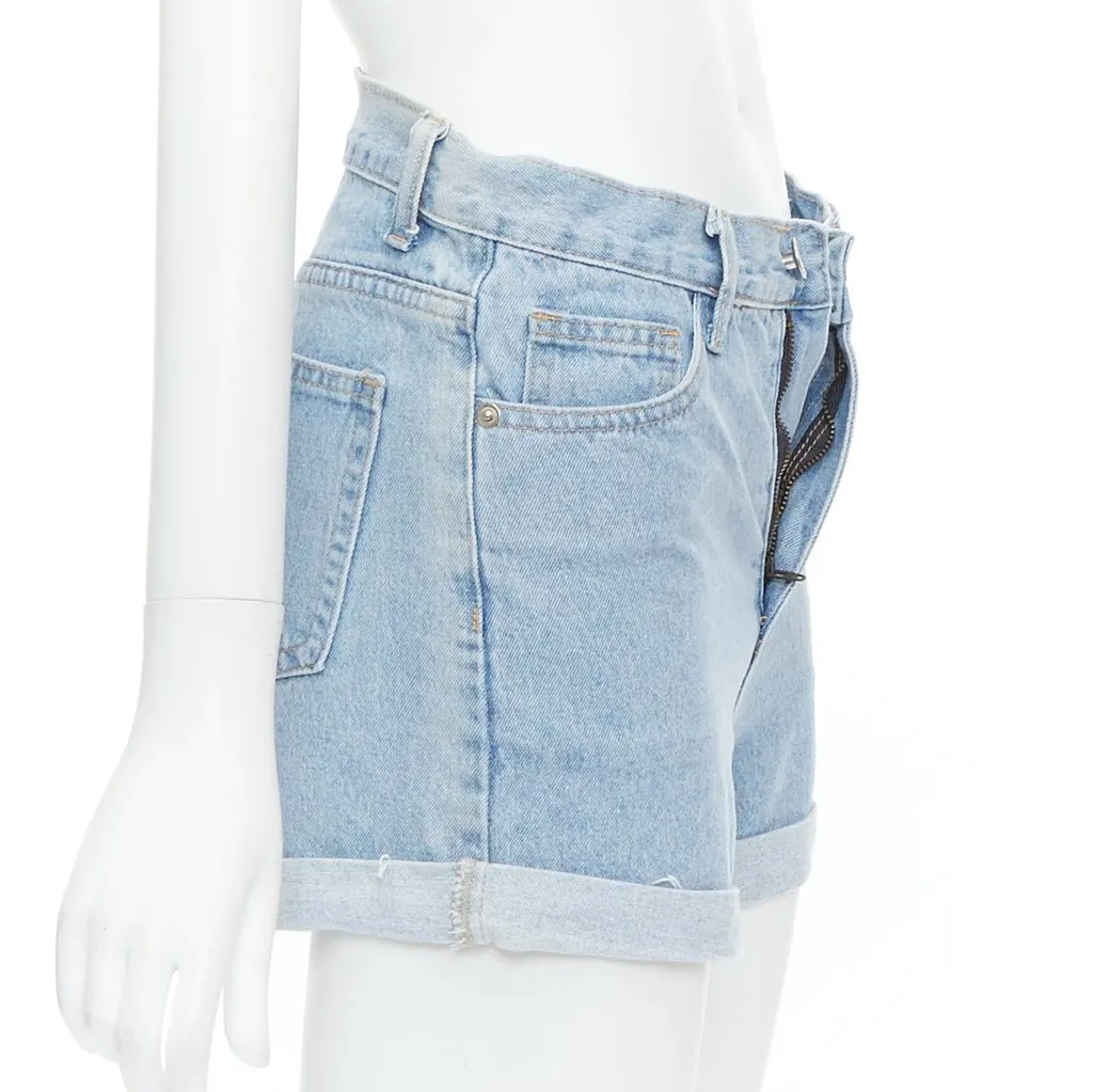 Kimhekim Rolled Cuff Shorts Blue Cotton Very good - Model View
