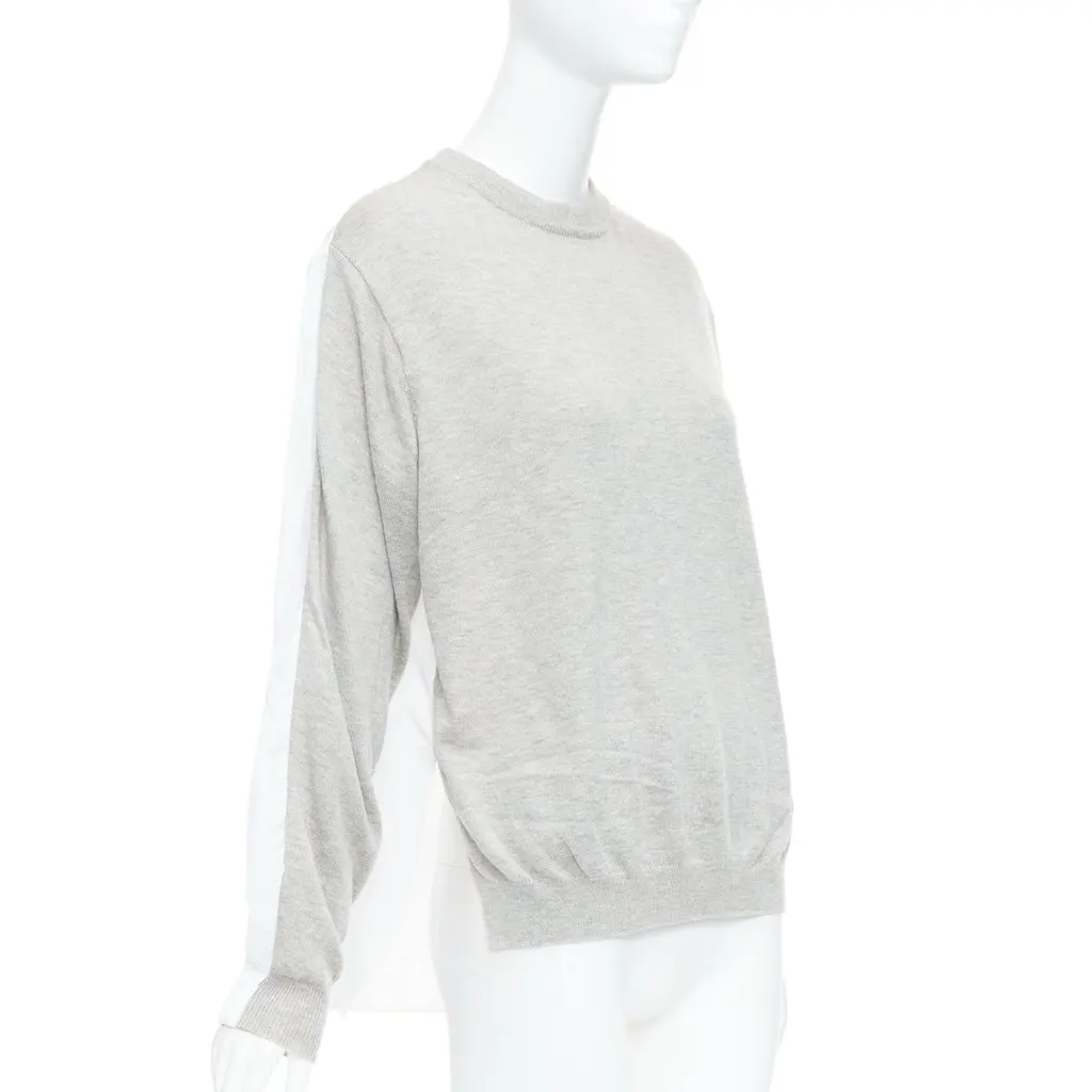 Tibi Ruched Back Sweater Grey Wool Very good - Model View