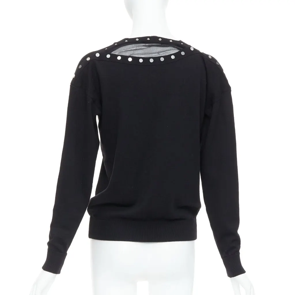 Alexander Wang Sheer Back Cardigan Black Wool Very good - Box View