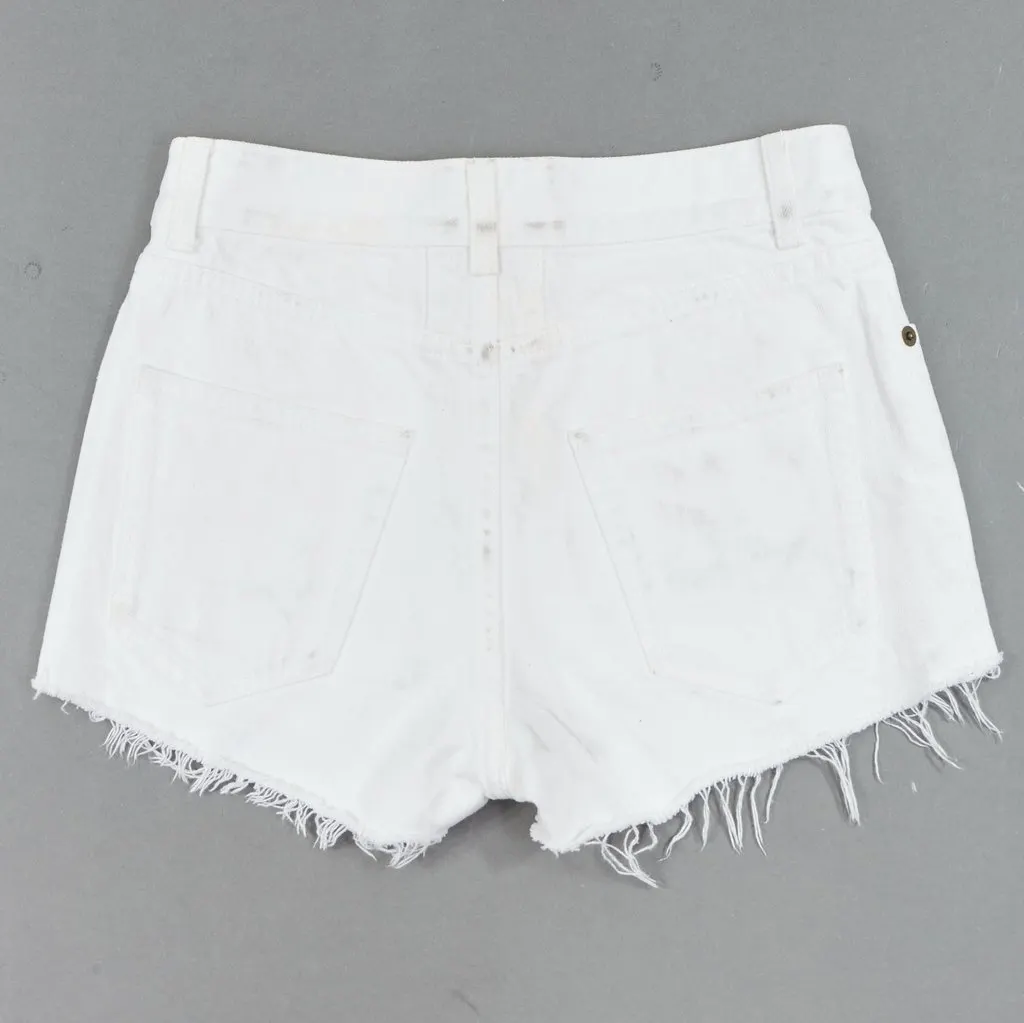 Saint Laurent Frayed Denim Shorts White Cotton Fair - Inside View