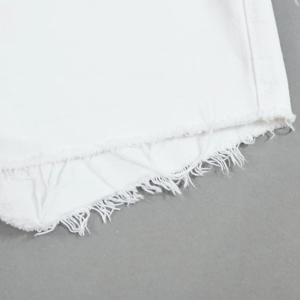 Saint Laurent Frayed Denim Shorts White Cotton Fair - Model View