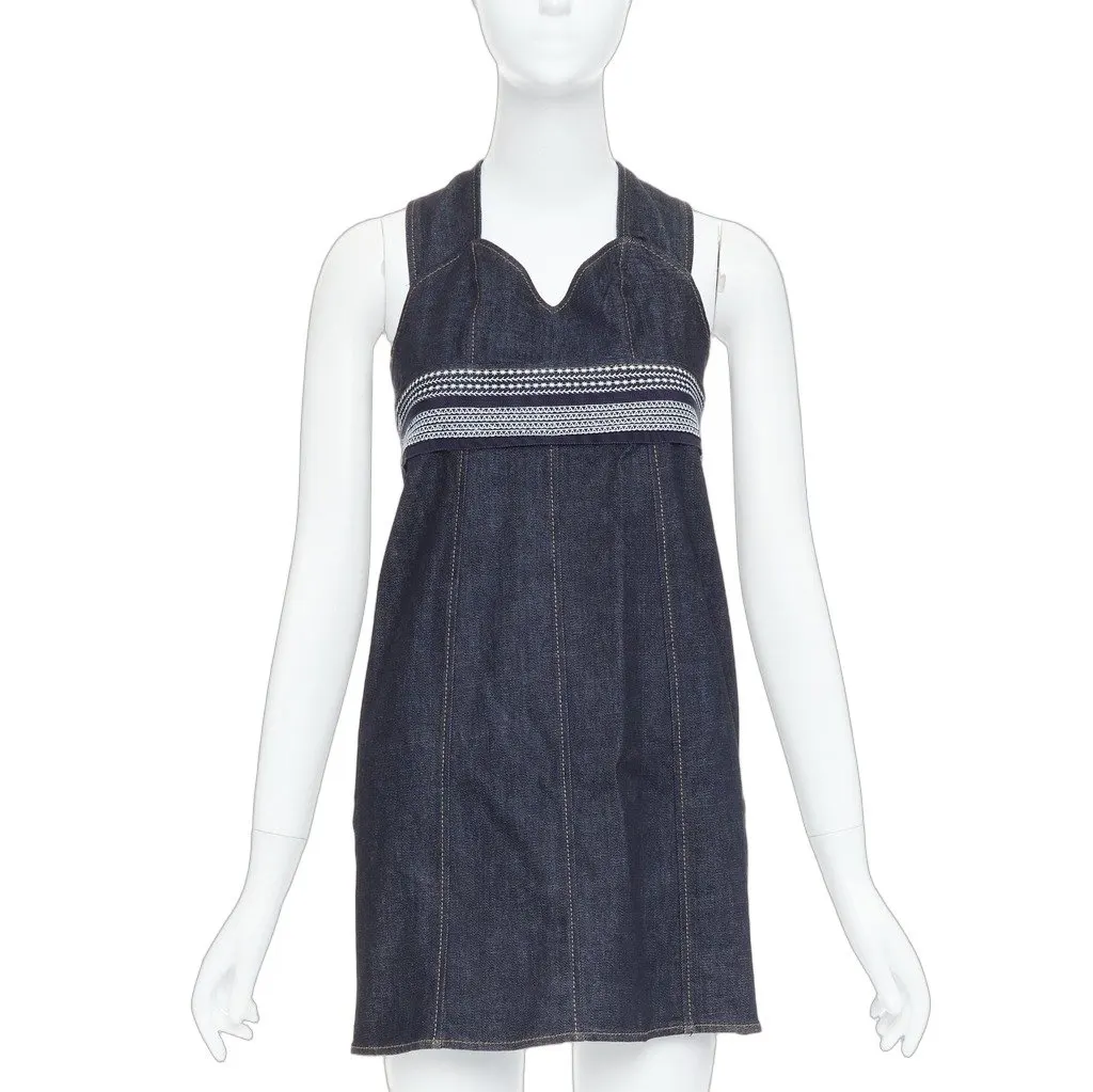 Victoria Beckham Cross Back Dress Blue Denim Very good - Front View