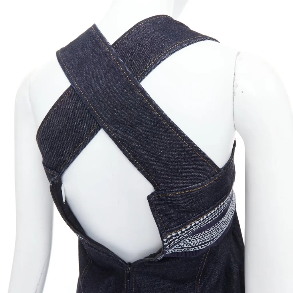 Victoria Beckham Cross Back Dress Blue Denim Very good - Back View
