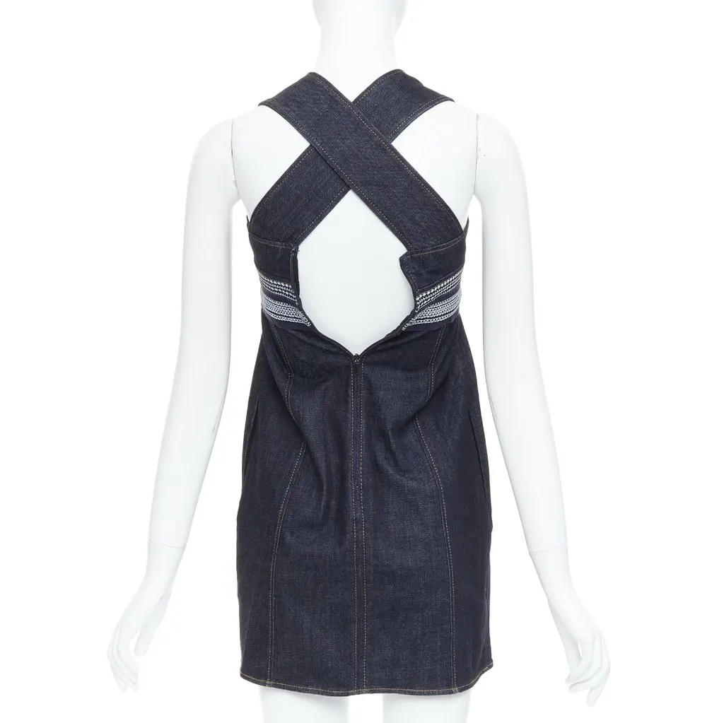 Victoria Beckham Cross Back Dress Blue Denim Very good - Box View