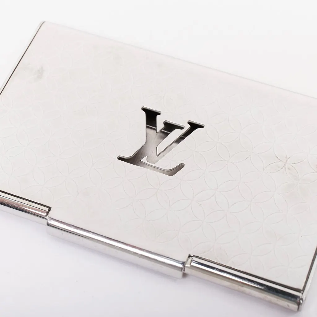 Louis Vuitton Porte Carte Champs Elysees Silver Metal Fair - Back View