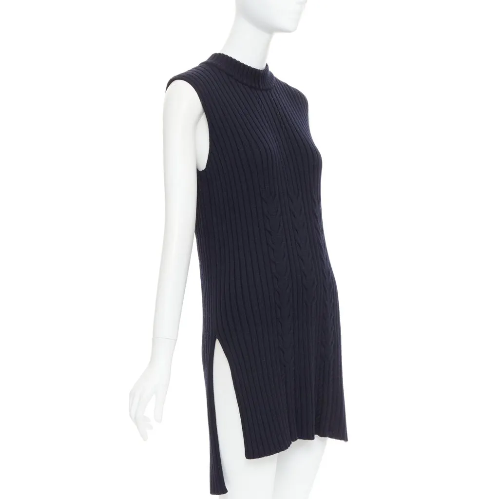 Celine Navy Wool Dress Navy Wool Very good - Front View
