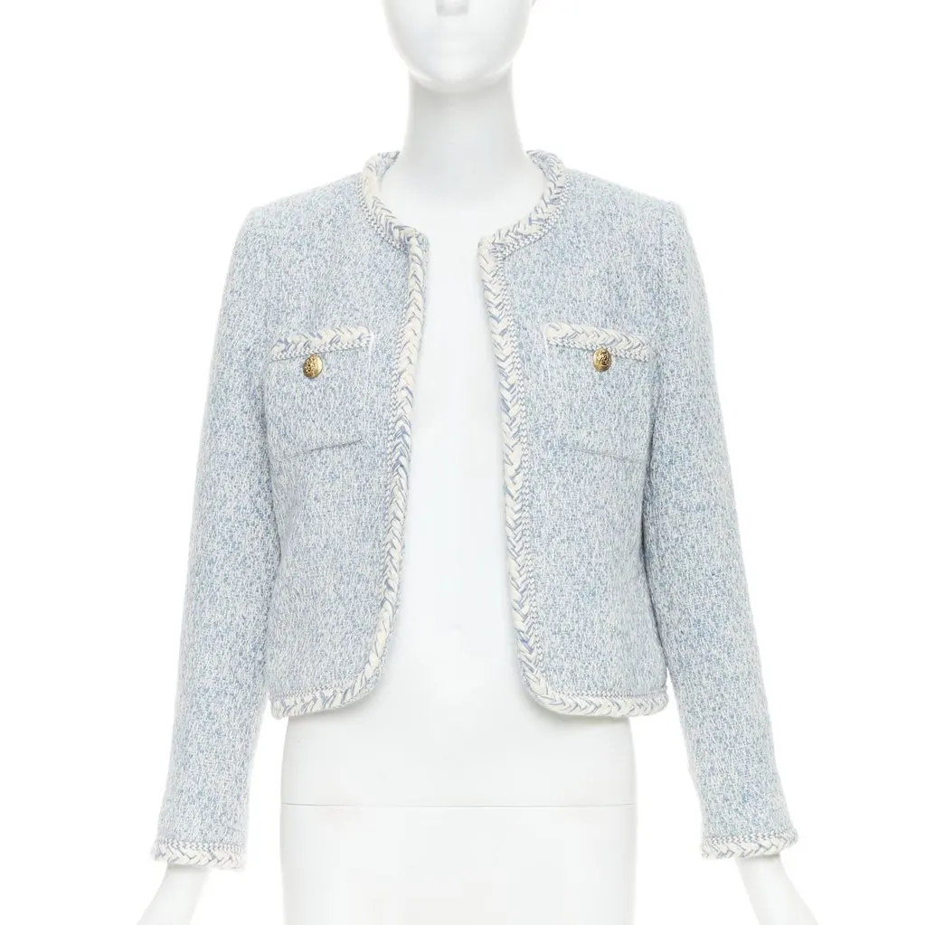 Celine Blue Tweed Coat Blue Tweed Never worn, with tag - Front View