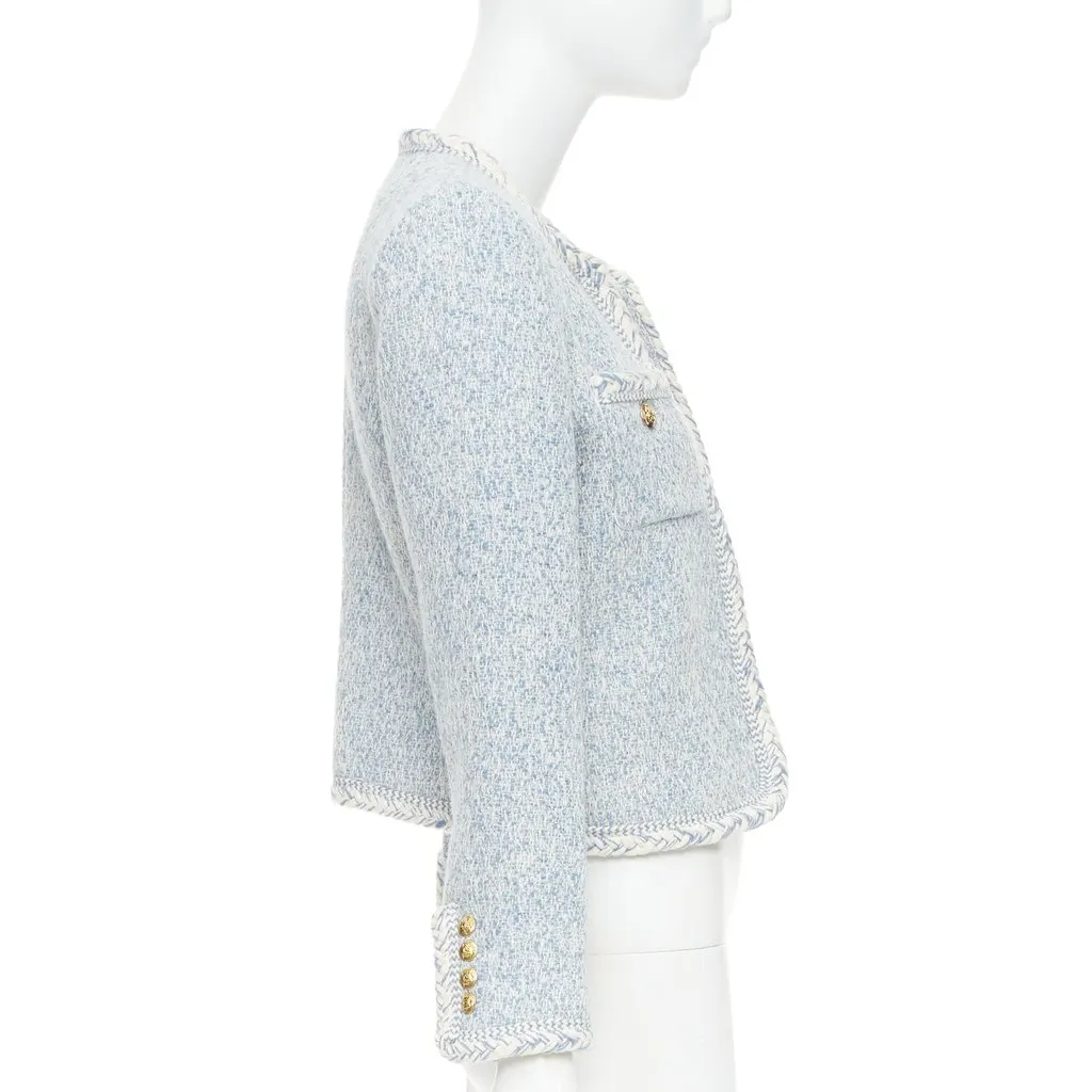 Celine Blue Tweed Coat Blue Tweed Never worn, with tag - Model View