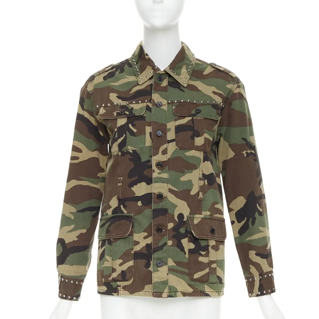 Saint Laurent Green Cotton Coat Green Cotton Good - Front View