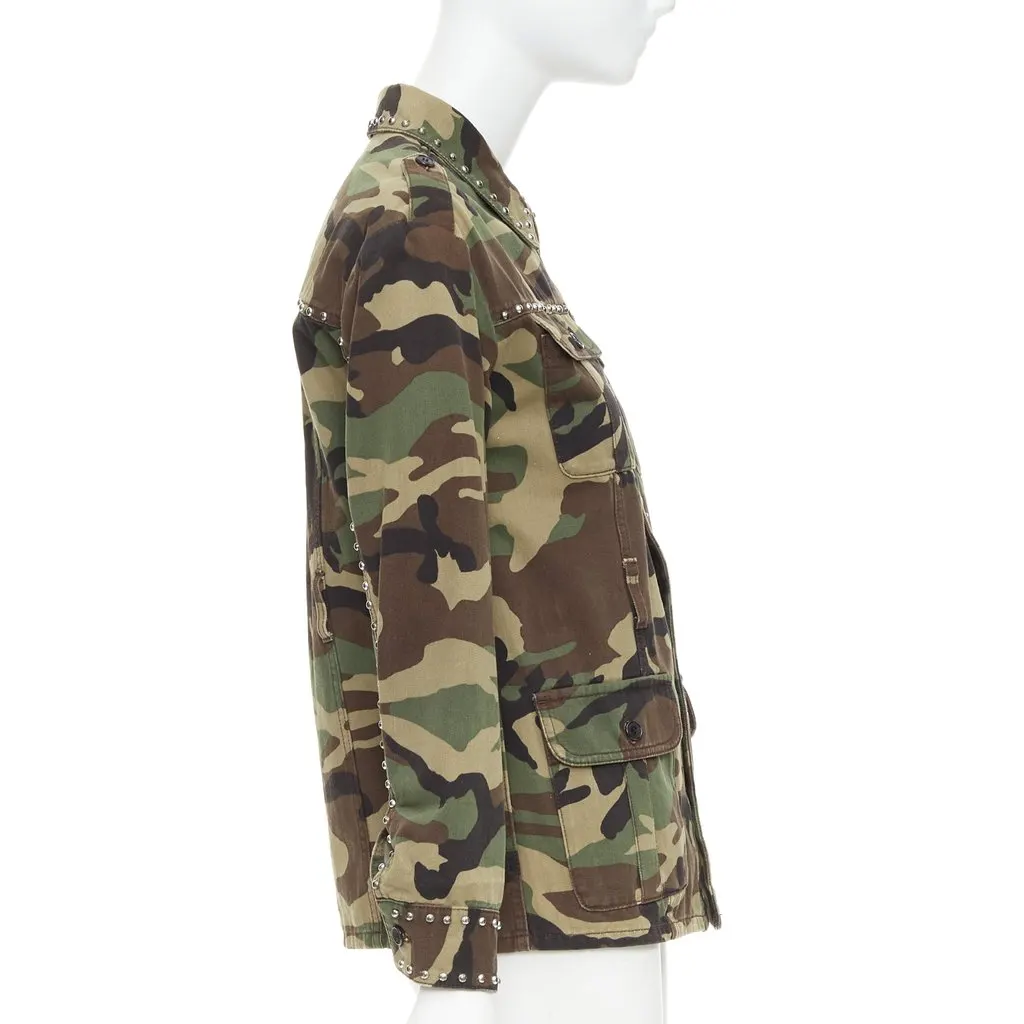 Saint Laurent Green Cotton Coat Green Cotton Good - Model View