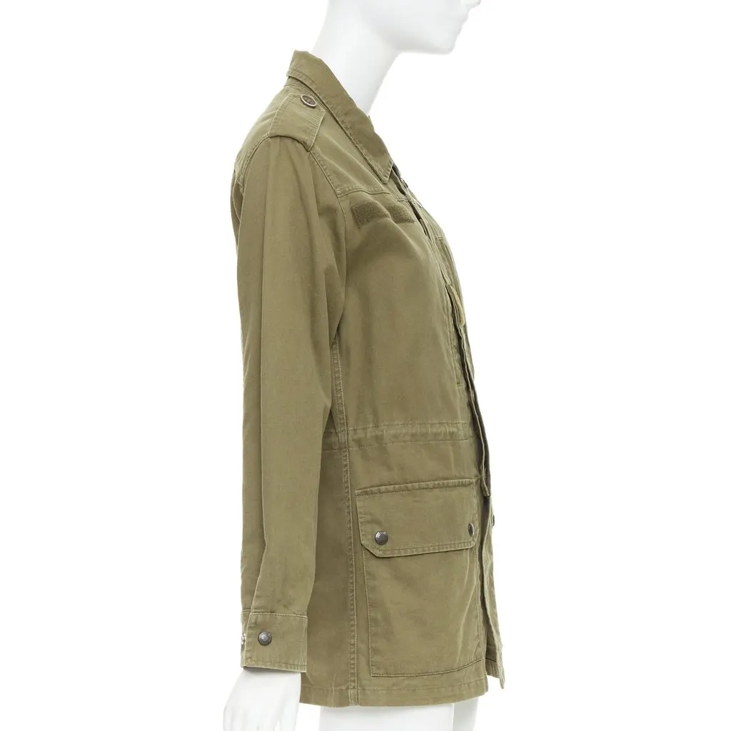 Saint Laurent Green Cotton Coat Green Cotton Very good - Model View