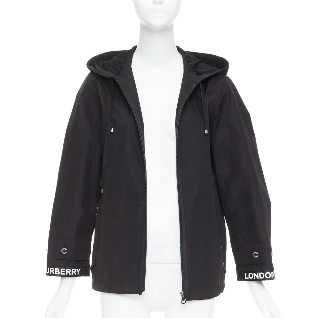 Burberry Black Polyester Coat Black Polyester Good - Inside View