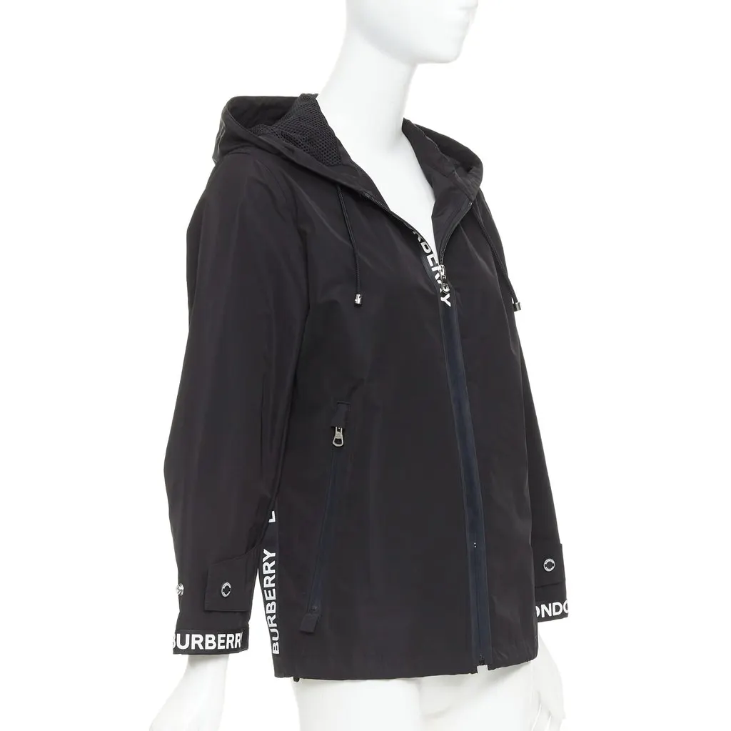 Burberry Black Polyester Coat Black Polyester Good - Model View