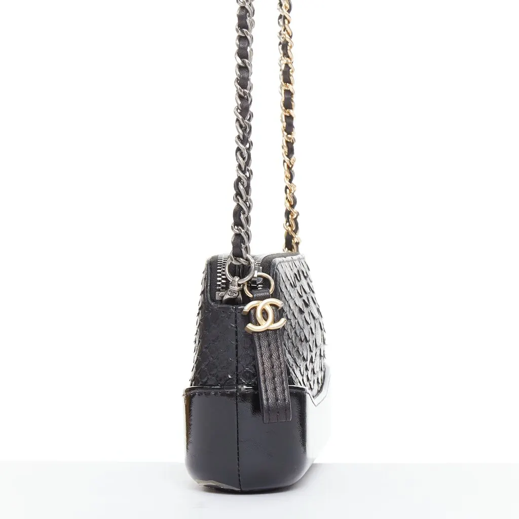 Chanel Mini Gabrielle WOC Black Leather Fair - Model View