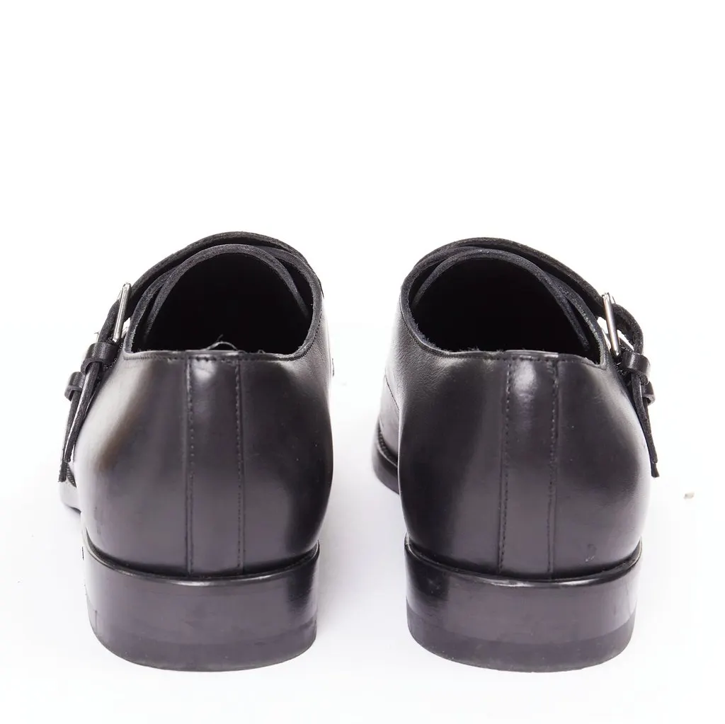 Saint Laurent Black Leather Lace ups Black Leather Good - Box View
