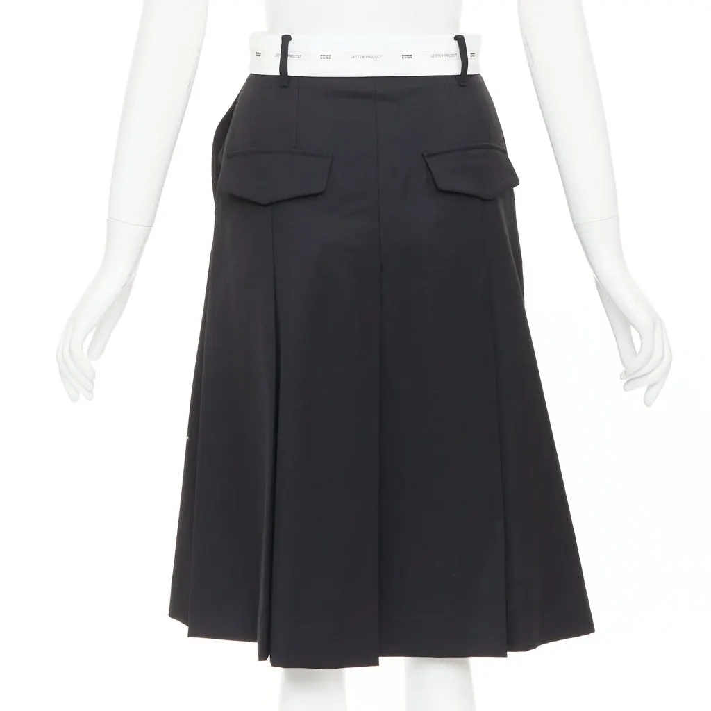Unsigned Black Wool Skirt Black Wool Very good - Box View