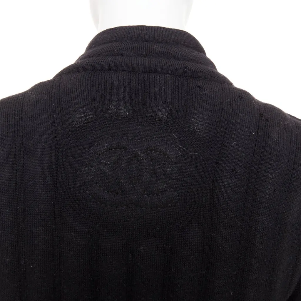 Chanel Black Wool Coat Black Wool Fair - Back View