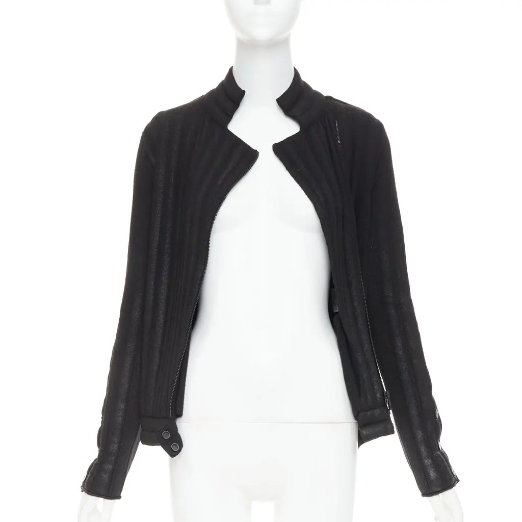 Chanel Black Wool Coat Black Wool Fair - Inside View