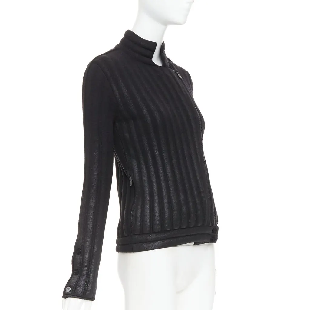 Chanel Black Wool Coat Black Wool Fair - Model View