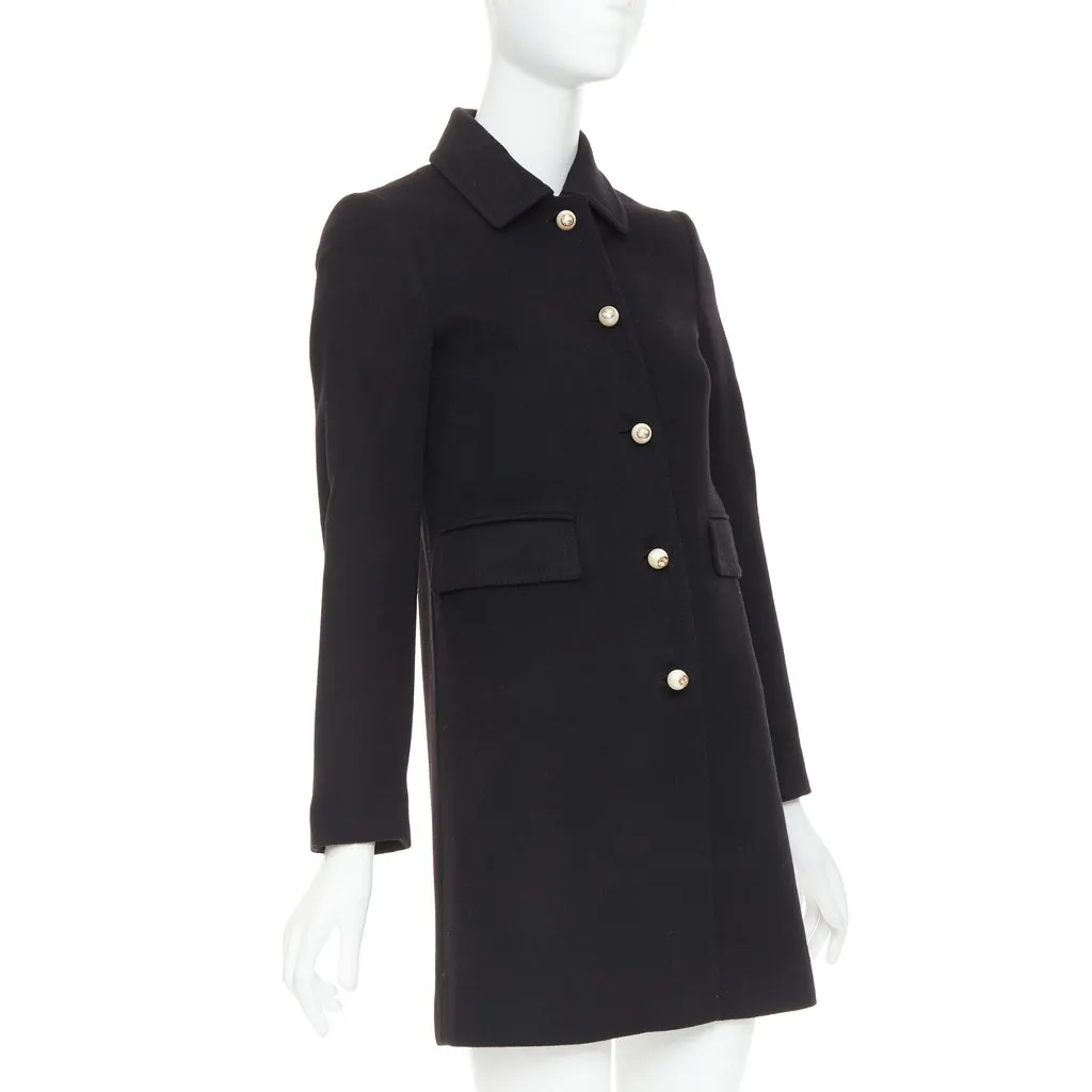 Gucci Black Wool Coat Black Wool Very good - Model View