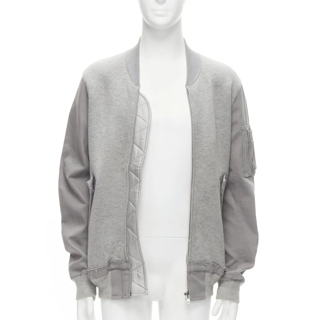 Sacai Grey Casual Bomber Grey Cotton Fair - Inside View