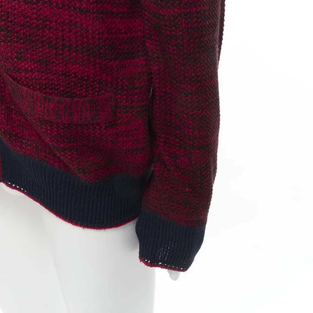 Sacai Speckled Rib Cardigan Red Cotton Very good - Box View