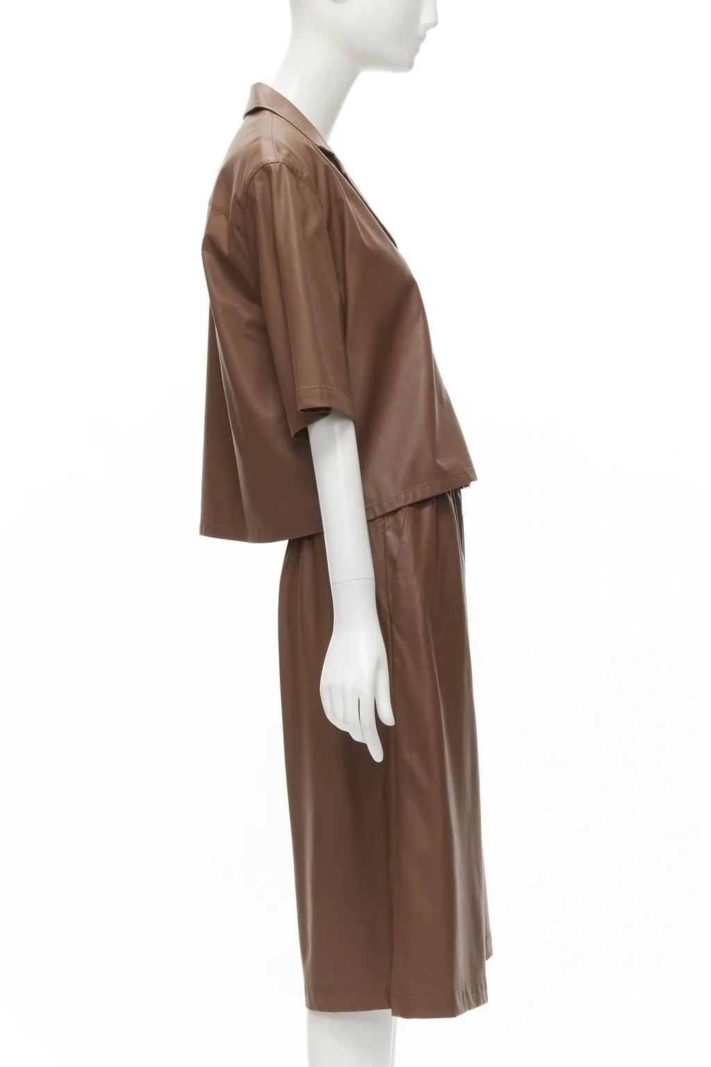 Tibi Faux Leather Culottes Brown Polyester Never worn - Inside View