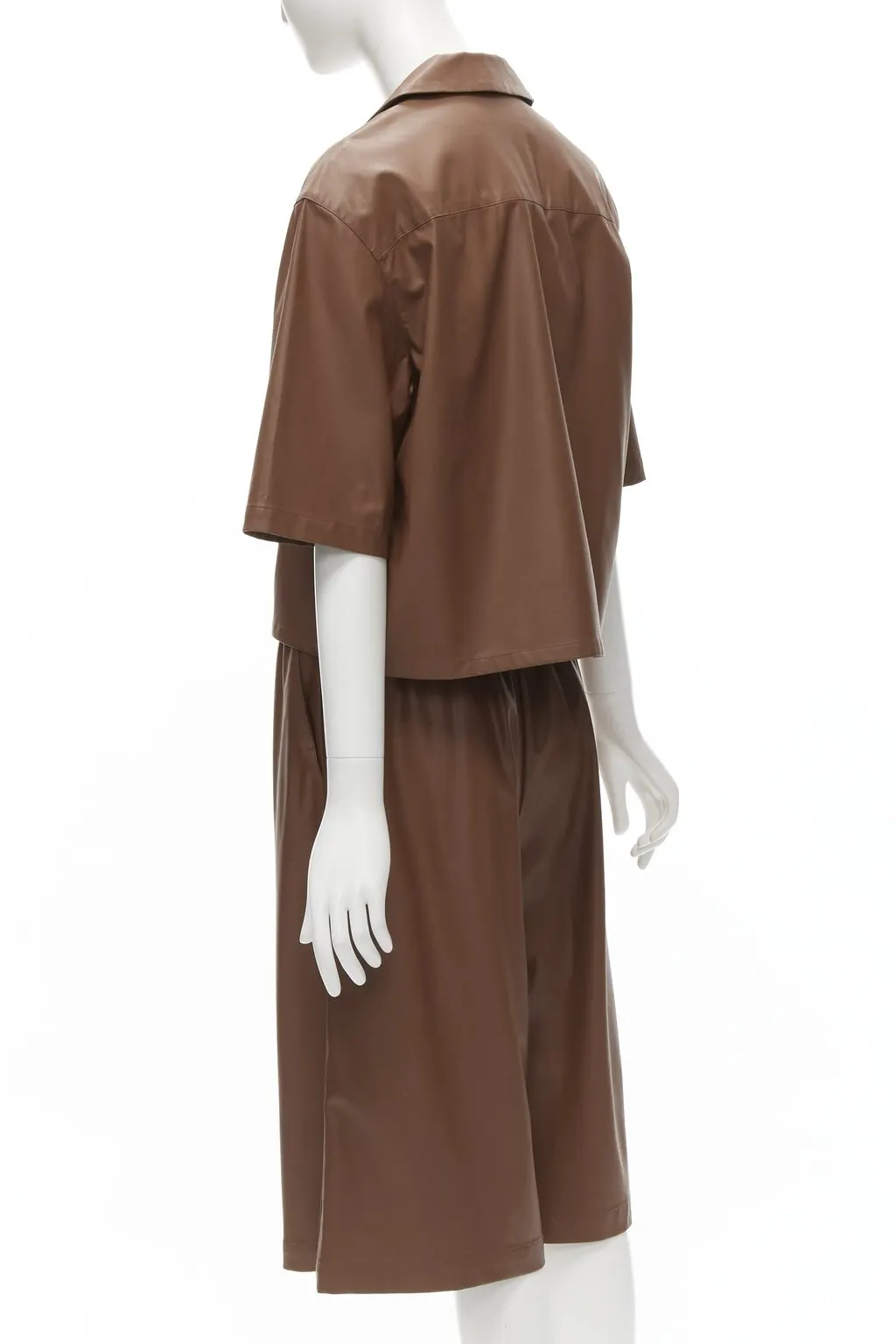 Tibi Faux Leather Culottes Brown Polyester Never worn - Box View