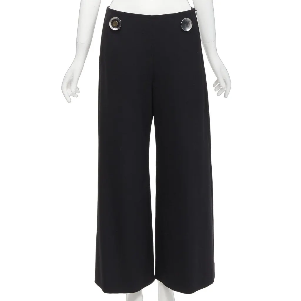 Stella McCartney Button Embellished Pants Black Wool Good - Front View