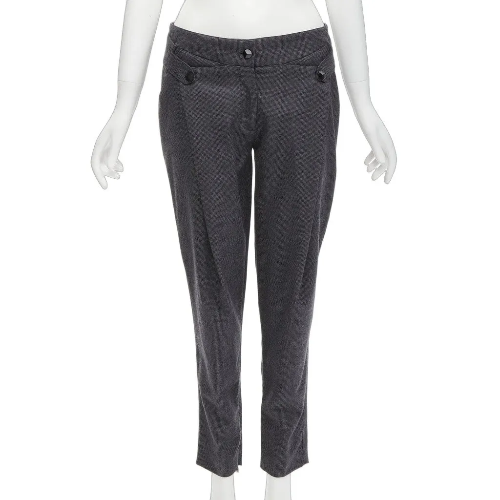 Stella McCartney Houndstooth Pleat Pants Grey Wool Never worn - Front View