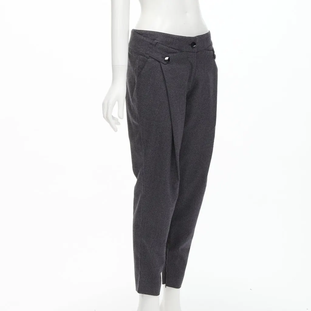 Stella McCartney Houndstooth Pleat Pants Grey Wool Never worn - Inside View