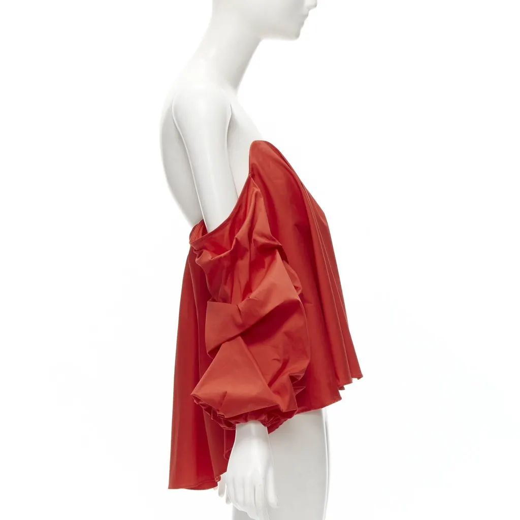 Caroline Constas Puff Sleeve Corset Red Cotton Never worn - Model View