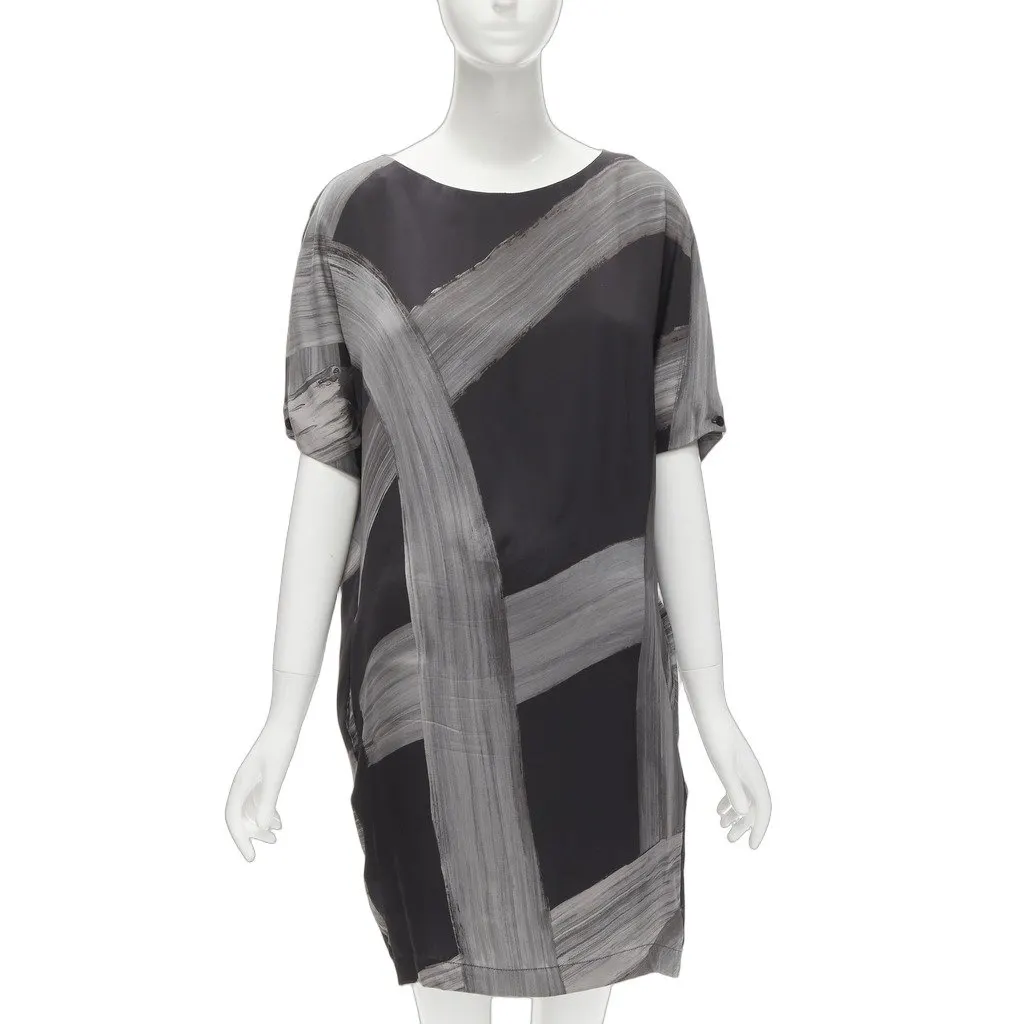 Stella McCartney Brush Stroke Dress Black Silk Never worn - Front View