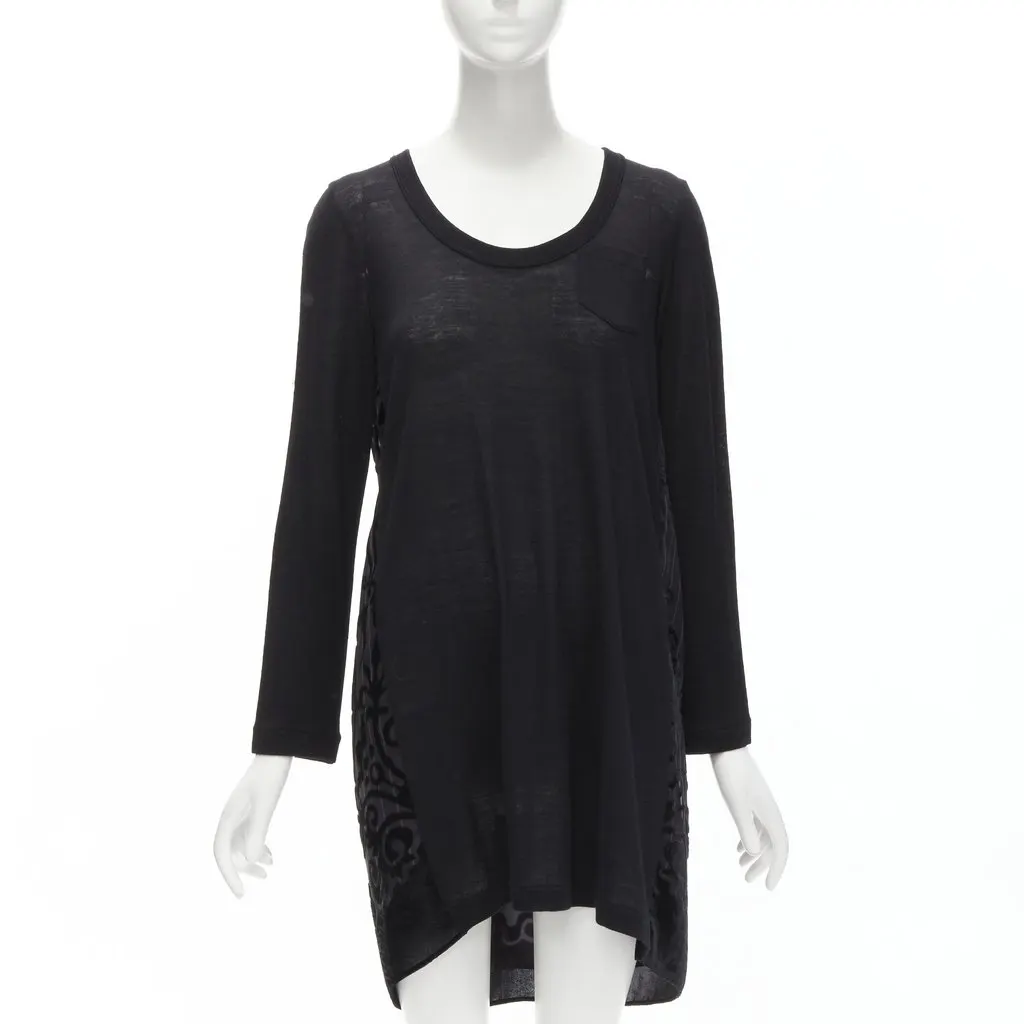 Sacai Velvet Sweater Dress Black Wool Never worn - Front View