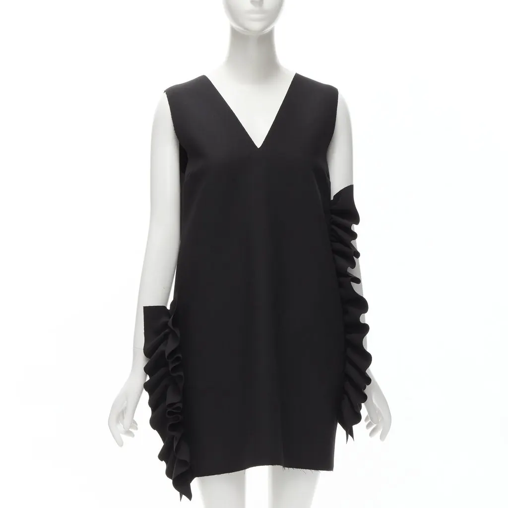 MSGM Structured Ruffles Dress Black Polyester Very good - Front View