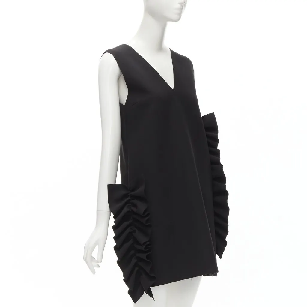 MSGM Structured Ruffles Dress Black Polyester Very good - Inside View
