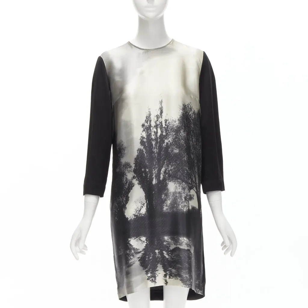 Stella McCartney Tree Photo Dress Black Silk Good - Front View