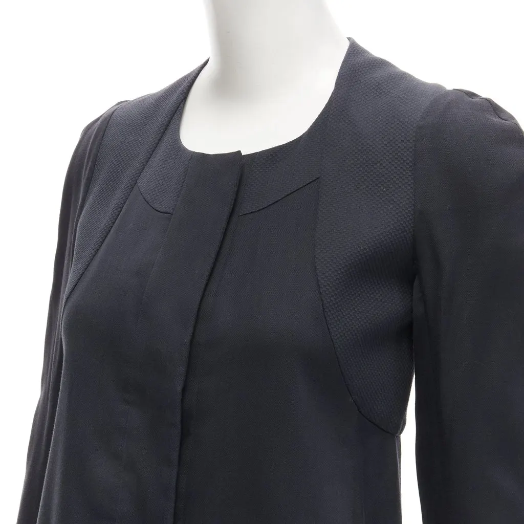 Rue du Mail Flared Panelled Coat Black Cotton Never worn - Back View