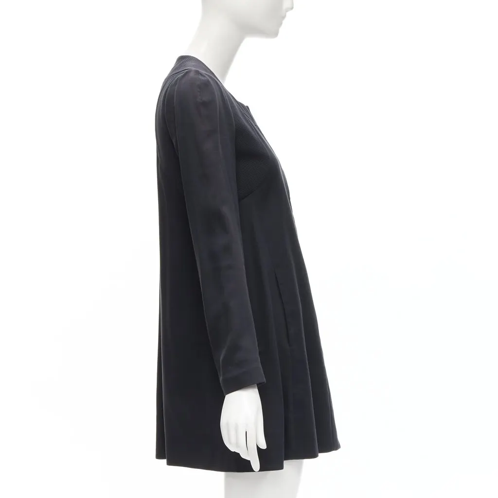 Rue du Mail Flared Panelled Coat Black Cotton Never worn - Box View