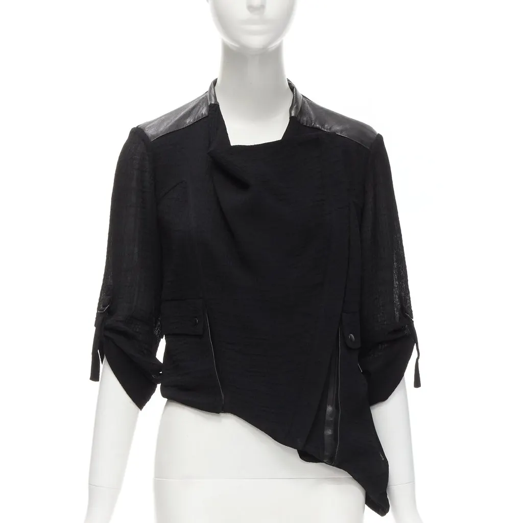Helmut Lang Black Leather Biker Jacket Black Acetate Very good - Inside View