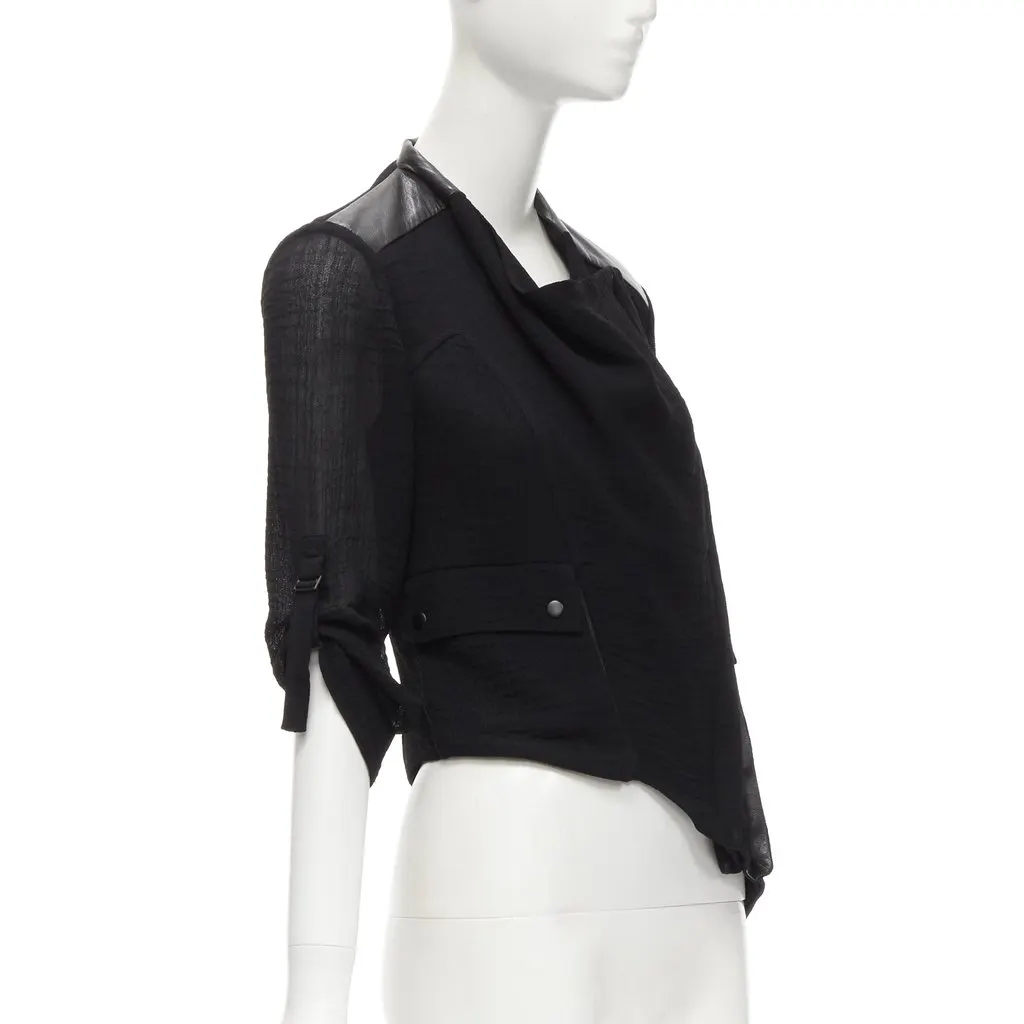 Helmut Lang Black Leather Biker Jacket Black Acetate Very good - Model View