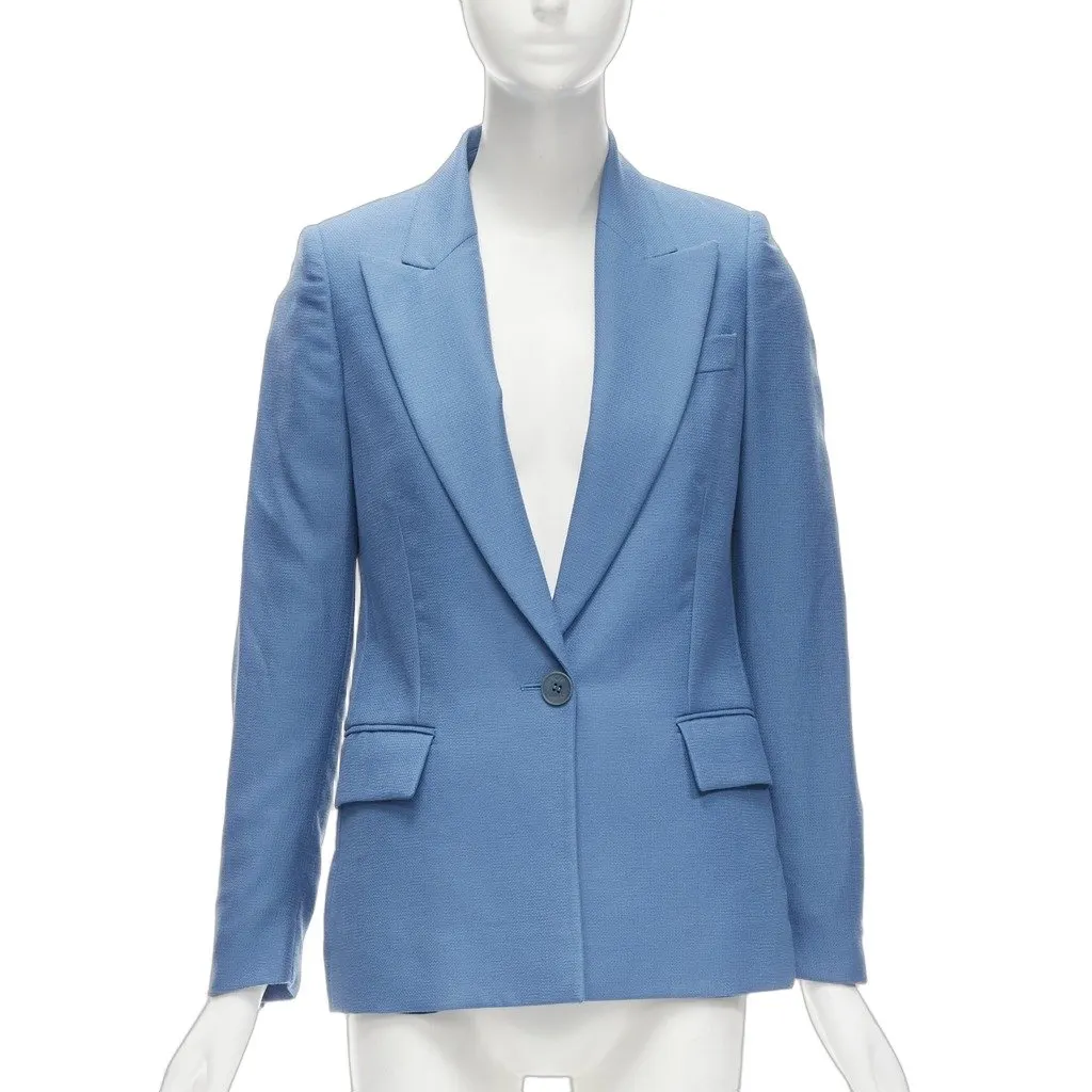 Stella McCartney Rubberised Button Blazer Blue Wool Never worn - Front View