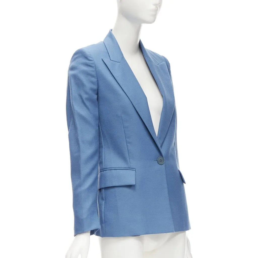 Stella McCartney Rubberised Button Blazer Blue Wool Never worn - Inside View
