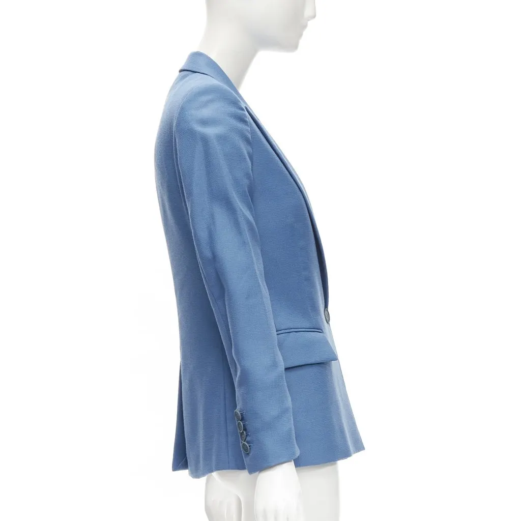 Stella McCartney Rubberised Button Blazer Blue Wool Never worn - Model View